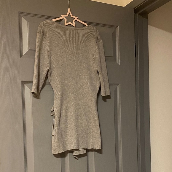 Gray Wrap Top Shirt Blouse with Tie Select and Trend size Large L work office - Picture 3 of 3